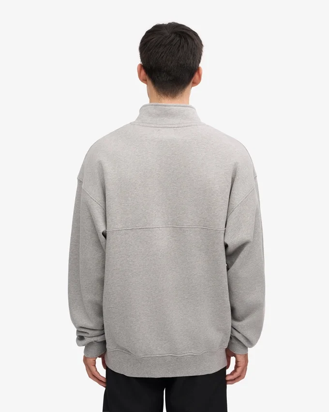 Sudadera orgánica con jerséu de media cremallera - Gris jaspeado