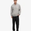 Sudadera orgánica con jerséu de media cremallera - Gris jaspeado