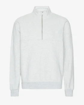 Sudadera orgánica con jerséu de media cremallera - Mezcla de colores nieve