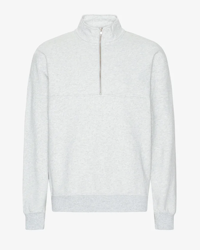Sudadera orgánica con jerséu de media cremallera - Mezcla de colores nieve