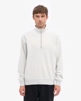 Sudadera orgánica con jerséu de media cremallera – Mezcla de colores nieve