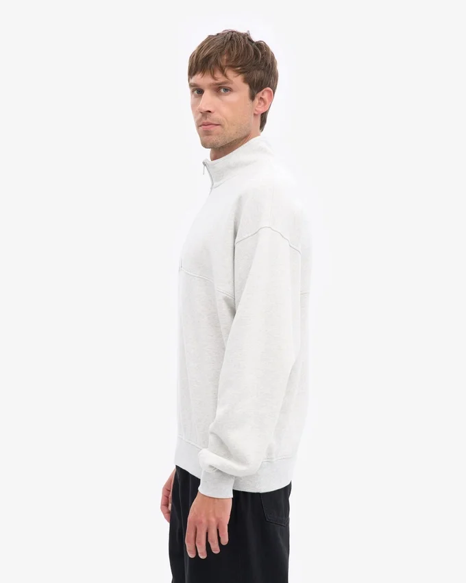 Sudadera orgánica con jerséu de media cremallera - Mezcla de colores nieve
