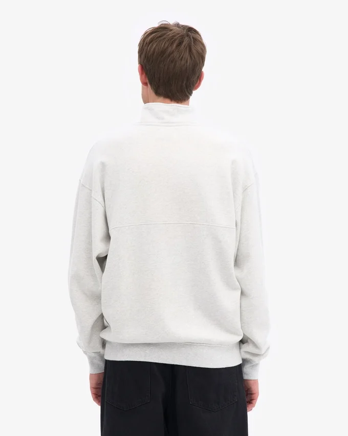 Sudadera orgánica con jerséu de media cremallera - Mezcla de colores nieve