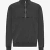 Sudadera orgánica con jerséu de media cremallera - Negro descolorido