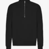 Sudadera orgánica con jerséu de media cremallera - Negro intenso