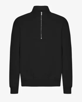 Sudadera orgánica con jerséu de media cremallera - Negro intenso