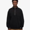 Sudadera orgánica con jerséu de media cremallera - Negro intenso