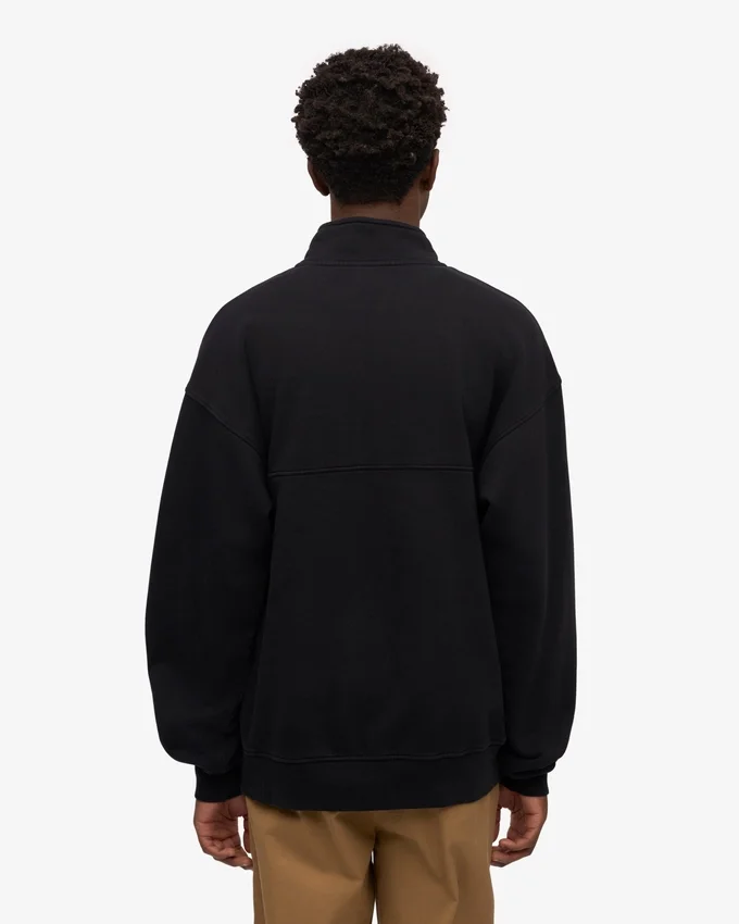 Sudadera orgánica con jerséu de media cremallera - Negro intenso
