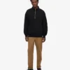 Sudadera orgánica con jerséu de media cremallera - Negro intenso