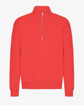 Sudadera orgánica con jerséu de media cremallera - Rojo mandarina