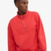 Sudadera orgánica con jerséu de media cremallera - Rojo mandarina