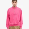 Sudadera orgánica con jerséu de media cremallera - Rosa chicle