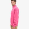 Sudadera orgánica con jerséu de media cremallera - Rosa chicle