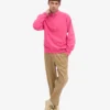 Sudadera orgánica con jerséu de media cremallera - Rosa chicle