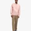 Sudadera orgánica con jerséu de media cremallera - Rosa descolorido
