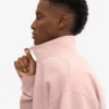 Sudadera orgánica con jerséu de media cremallera - Rosa descolorido