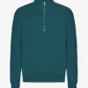 Sudadera orgánica con jerséu de media cremallera - Verde océano