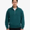 Sudadera orgánica con jerséu de media cremallera - Verde océano