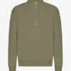 Sudadera orgánica con jerséu de media cremallera - Verde oliva apagado
