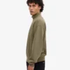 Sudadera orgánica con jerséu de media cremallera - Verde oliva apagado