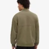 Sudadera orgánica con jerséu de media cremallera - Verde oliva apagado